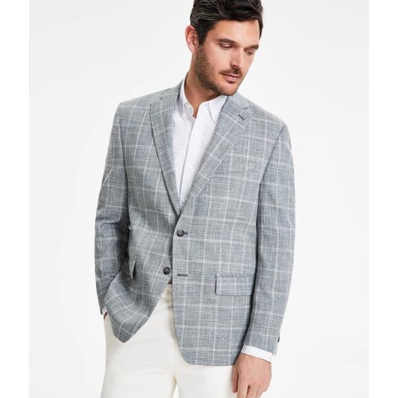 NWT Michael Kors Classic-Fit Windowpane Sage Green Sport Coat Blazer, Men's 38R - Picture 1 of 11